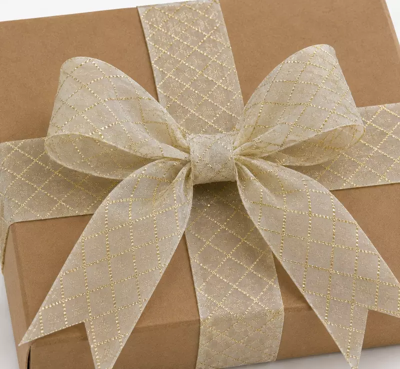Ivory Sheer with Glitter Diagonal Squares- 45mm