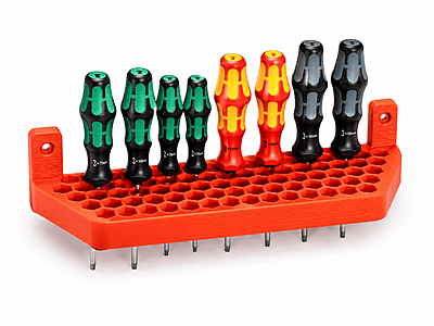 3D Printed Honeycomb Screwdriver Holder – Wall Mount Tool Organizer for Garage & Workshop