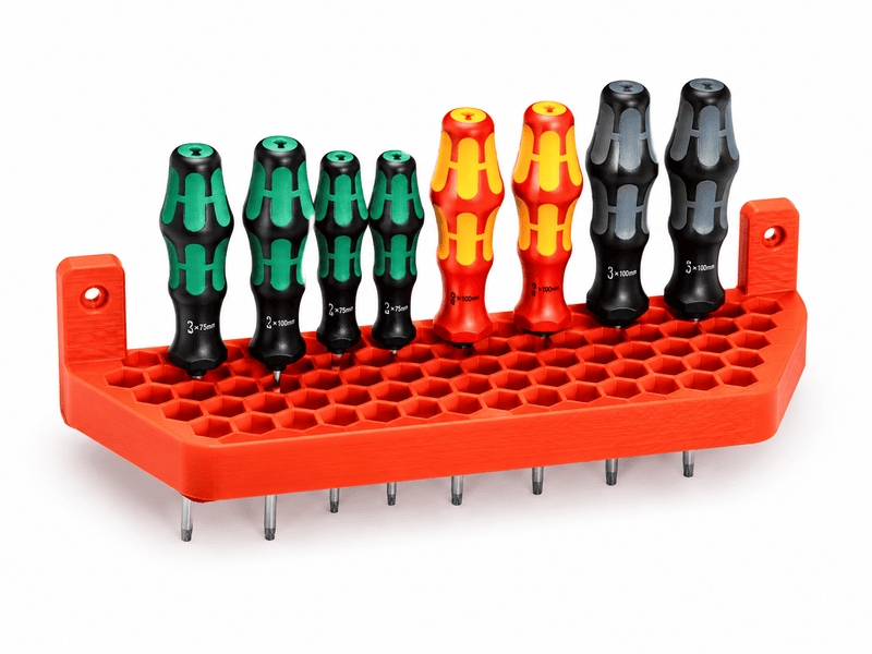 3D Printed Honeycomb Screwdriver Holder – Wall Mount Tool Organizer for Garage & Workshop