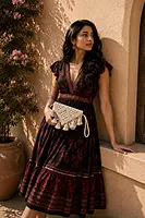 Natural Ivory Macrame Clutch Bag with Gold-Capped Tassel Fringe