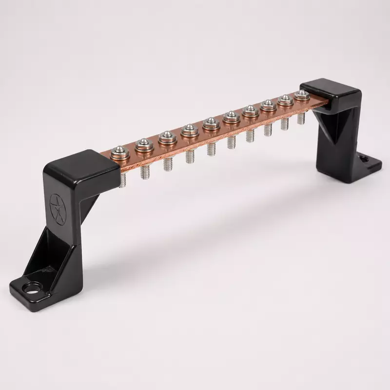10 Hole Earth Bench / Terminal Strip | Copper-Plated Grounding Bar