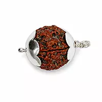 Silver Capped 5 Mukhi Rudraksha Pendant for Men & Women | Natural Spiritual Bead Pendant