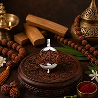 Silver Capped 5 Mukhi Rudraksha Pendant for Men & Women | Natural Spiritual Bead Pendant