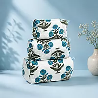 Quilted cosmetic pouches set of 3