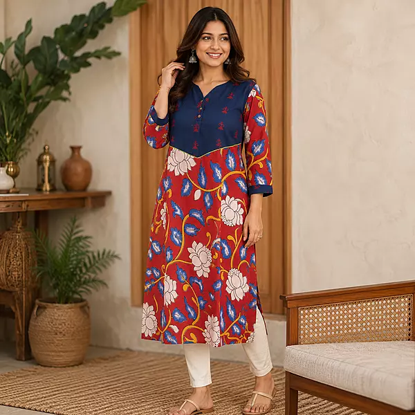 PEN-KALAMKARI KURTI