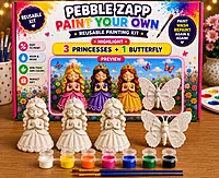 Reusable|3 Princess + 1 Butterfly Reusable Plaster Statue DIY Painting Kit
