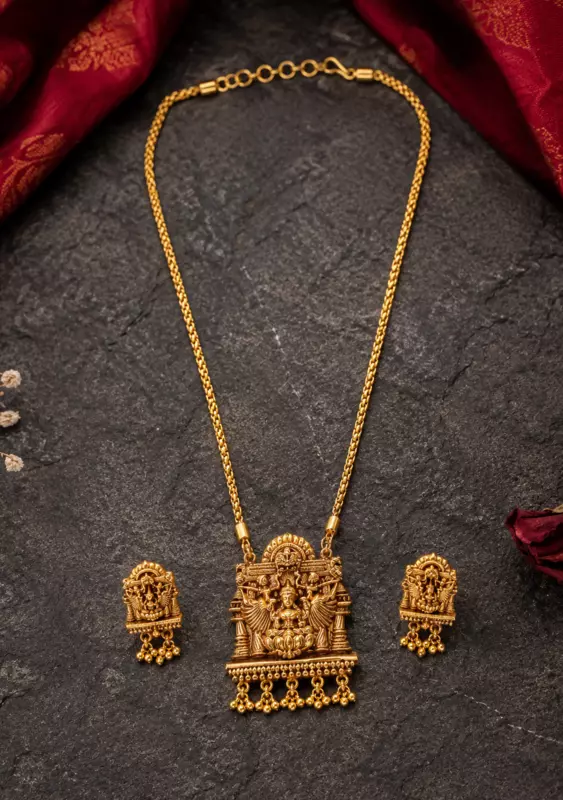 2222-Lakshmi Temple Pendant Set