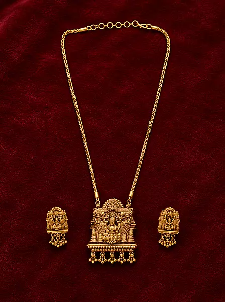2222-Lakshmi Temple Pendant Set