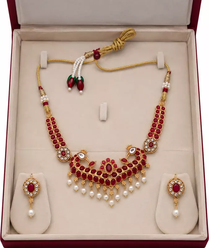 2251-Ruby Stone Necklace Set