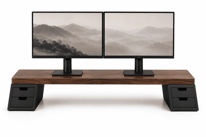 3D Printed Modular Monitor Stand Supports with Dual Drawers