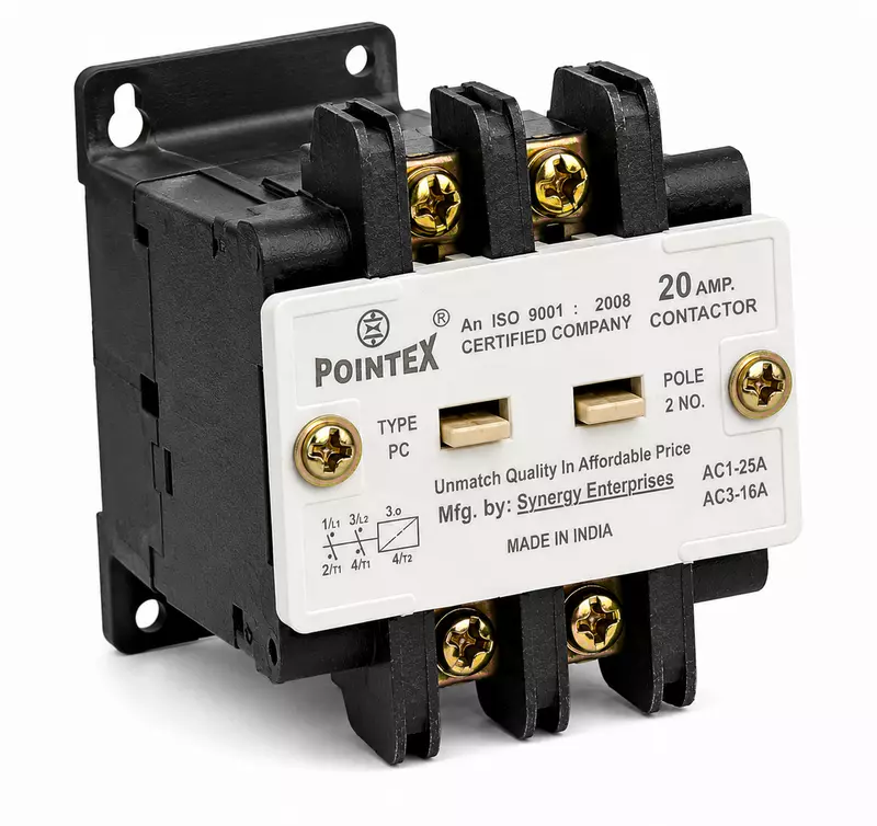 Pointex PCH-2PL 20A M2 2 Pole Contactor | 220V AC Coil | Panel Mount