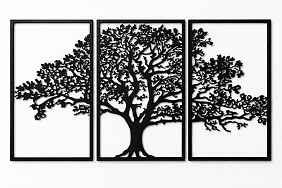 3D Printed Tree of Life Wall Art | Modern 3-Panel Decorative Wall Hanging
