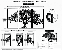 3D Printed Tree of Life Wall Art | Modern 3-Panel Decorative Wall Hanging