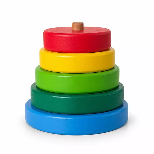 Ring Stacker Toy for Babies 6–24 Months | Wooden Rainbow Stacking Rings | Fine Motor Skill Development | Montessori Learning Toy | Hand-Eye Coordination & Sensory Play