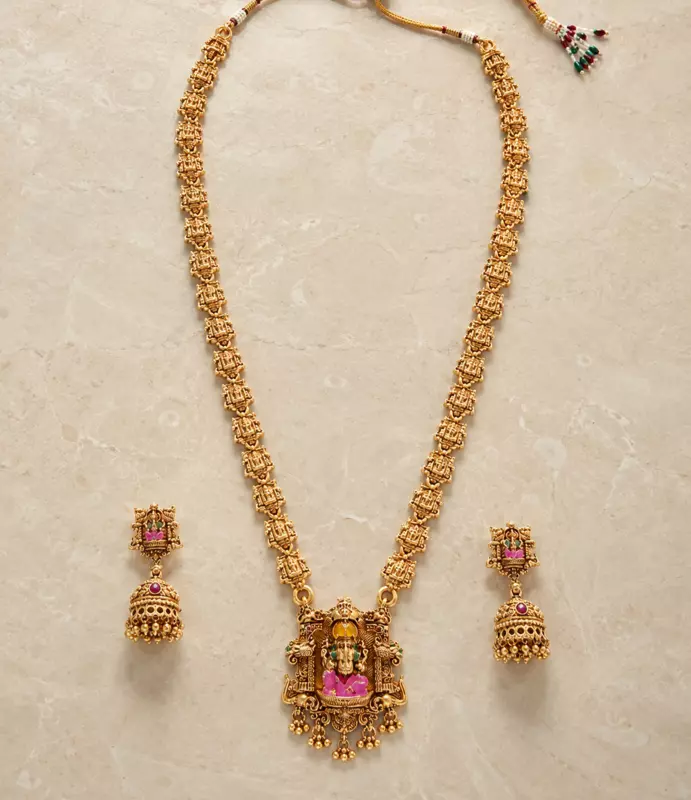 Gold plated temple haram set