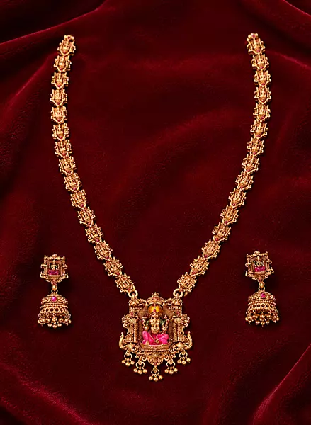Gold plated temple haram set
