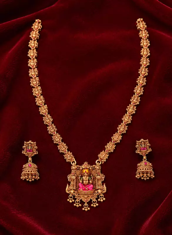 Gold plated temple haram set