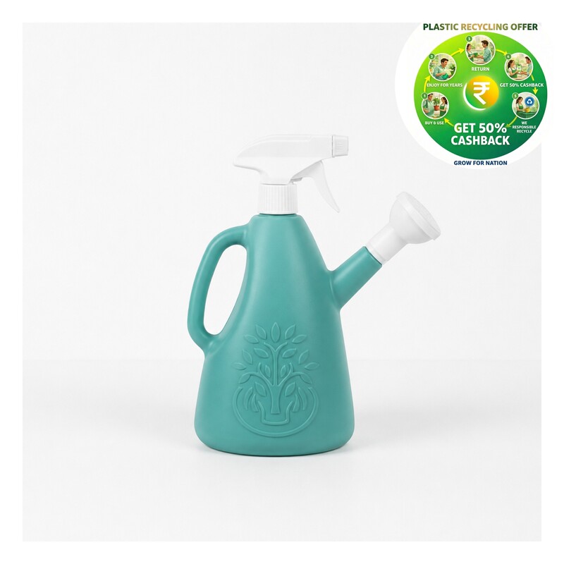 2-in-1 Pressure Plant Sprayer & Watering Can | 1.7 Litre | Green & White