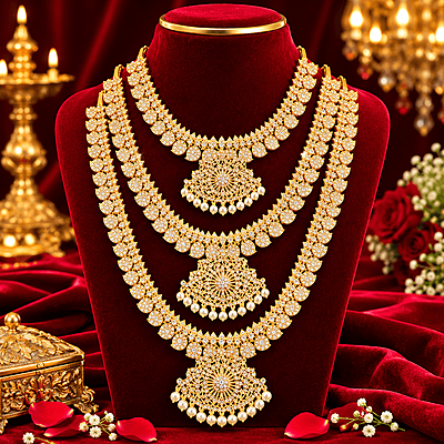 Traditional Gold Plated Lakshmi Kasu Haram Necklace Set for Women | Designer Temple Jewelry with Pearl Drops