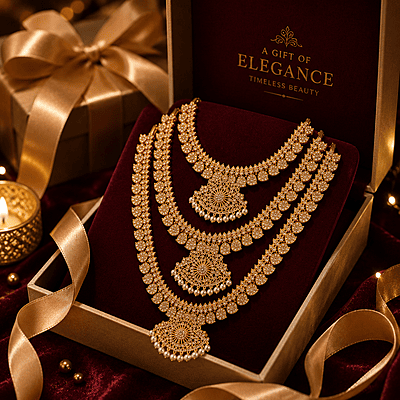 Traditional Gold Plated Lakshmi Kasu Haram Necklace Set for Women | Designer Temple Jewelry with Pearl Drops