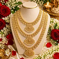 Traditional Gold Plated Lakshmi Kasu Haram Necklace Set for Women | Designer Temple Jewelry with Pearl Drops