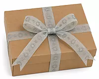 Silver Snowflake Glitter Organza Ribbon - 25mm