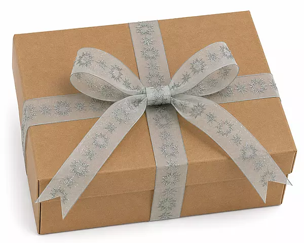 Silver Snowflake Glitter Organza Ribbon - 25mm