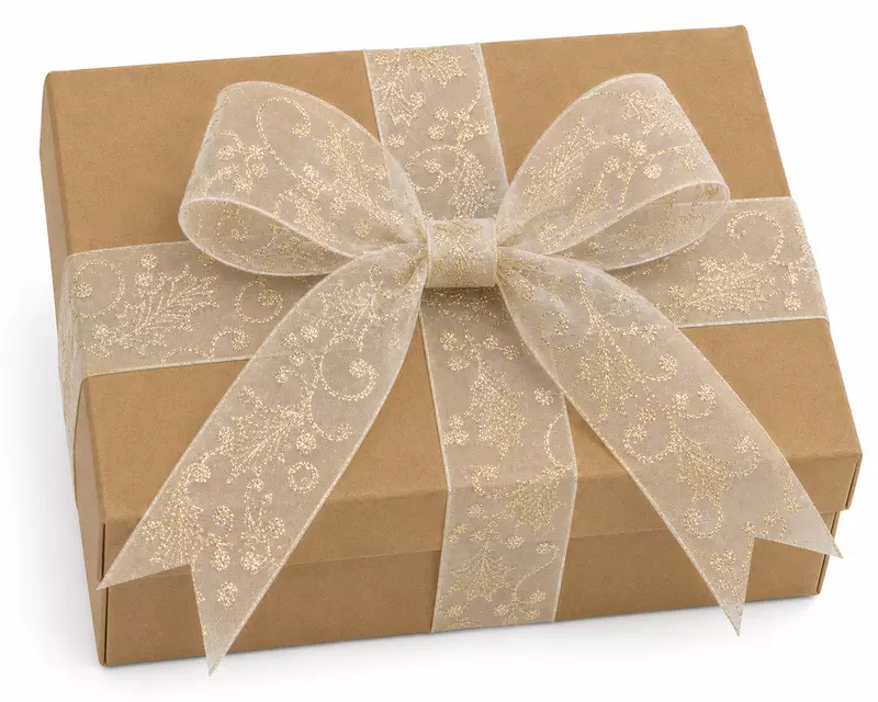 Golden Holly Sheer Ribbon - 55 mm
