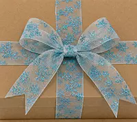 White Sheer with Blue Glitter Snowflake