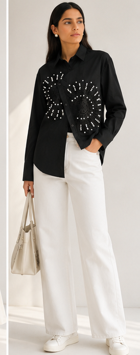Cross Pattern Collar Shirt