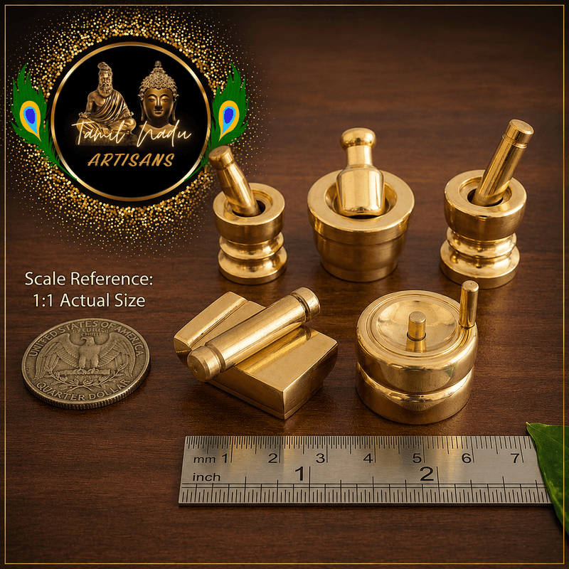 Tamil Nadu Artisans Solid Brass Gowramma | Gowri | Varalakshmi Pooja Set | 5 Pcs, 650 Grams | House warming & New beginning gift set.