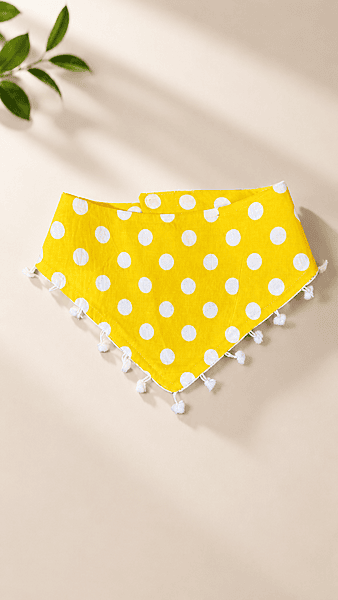 Yellow Polka Pom-Pom Bandana