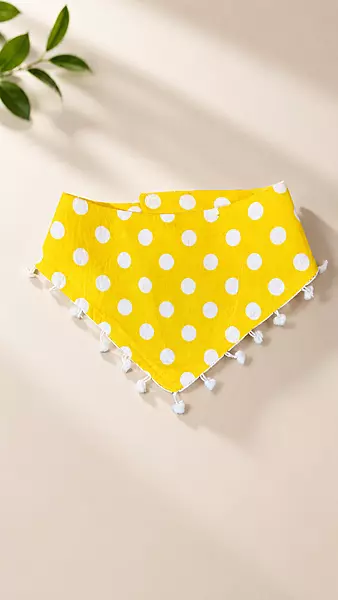 Yellow Polka Pom-Pom Bandana