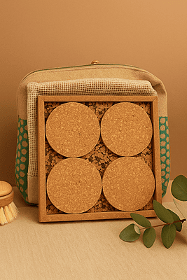 Eco Cork Essentials | Eco friendly Big Cork tray & Coasters set Eco Cork Essentials | Eco friendly Big Cork tray & Coasters set
