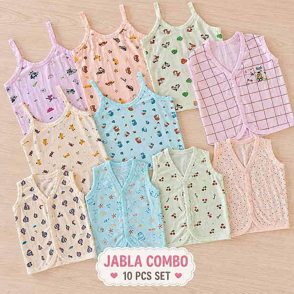 Soft Hosiery Cotton Jabla 10 Combo(0-3 Months)