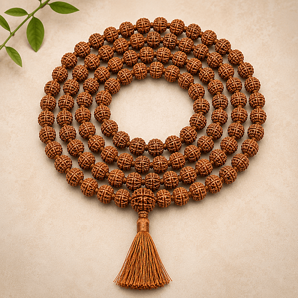 Original 108 Beads Rudraksha Mala β Natural Sacred Prayer Beads for Meditation, Yoga & Spiritual Healing