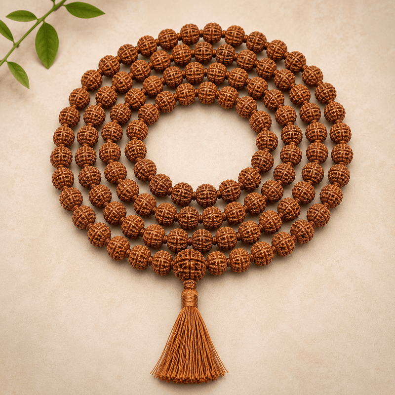 Original 108 Beads Rudraksha Mala – Natural Sacred Prayer Beads for Meditation, Yoga & Spiritual Healing