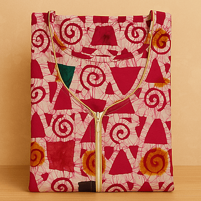 Sea Red Batik Cotton Nighty With All Over From Libas Loungewear - AL1087