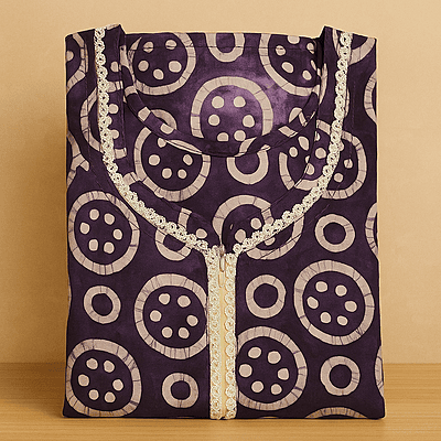 Violet Batik Cotton Nighty With All Over From Libas Loungewear - AL1093