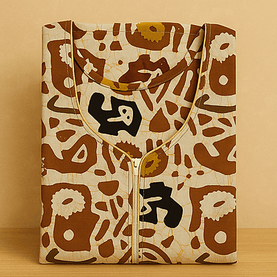 Ashy Brown Batik Cotton Nighty With All Over From Libas Loungewear - AL1095