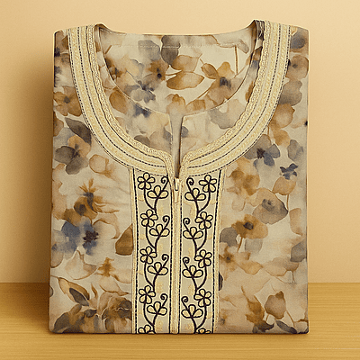 Wild Blue Soft Cotton Nighty With All Over From Libas Loungewear - AL1101