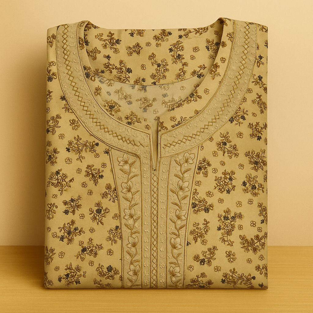 Peach Soft Cotton Nighty With All Over From Libas Loungewear - AL1106 Peach Soft Cotton Nighty With All Over From Libas Loungewear - AL1106