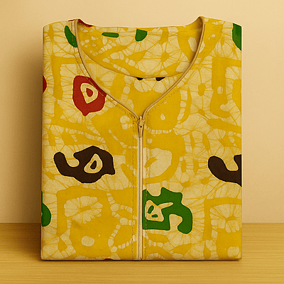 Lemon Yellow Batik Cotton Nighty With All Over From Libas Loungewear - AL1088