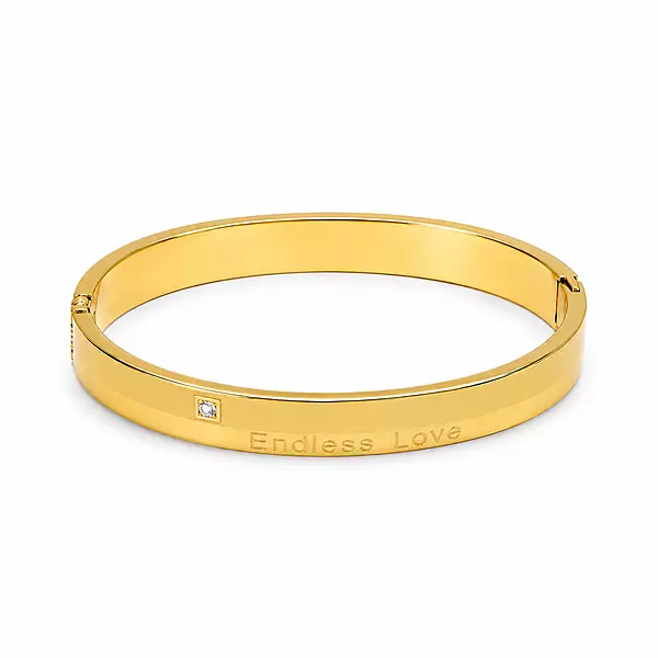 Endless Love Gold Plated Couple Bracelet for Women | Minimalist Crystal Kada Bangle