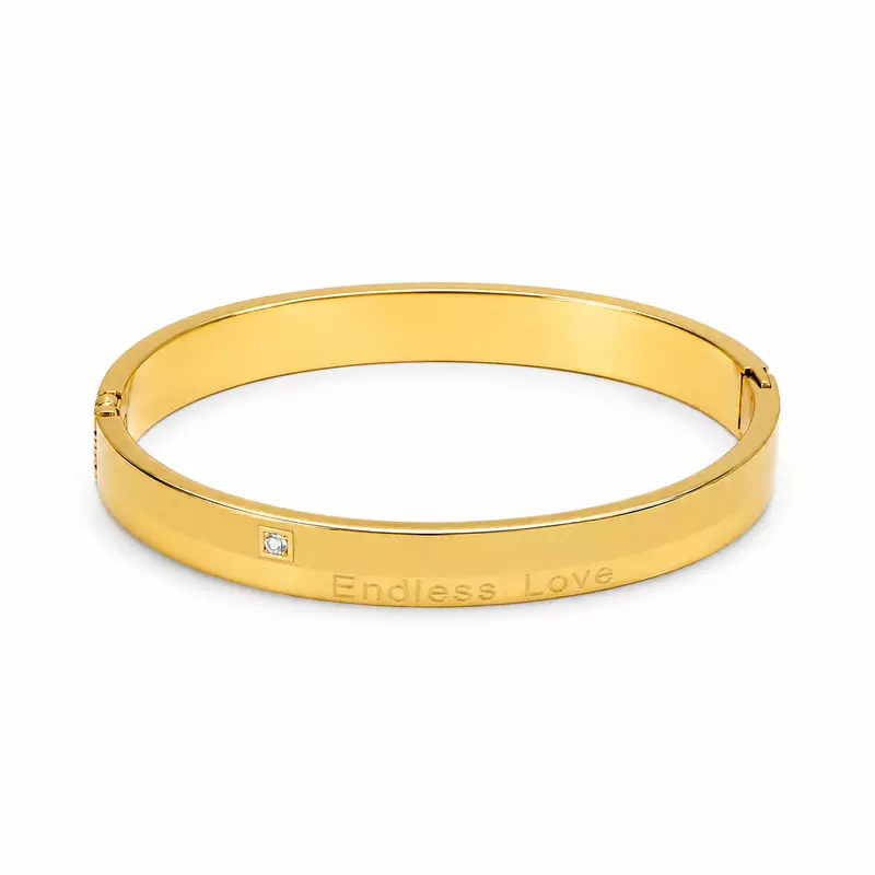 Endless Love Gold Plated Couple Bracelet for Women | Minimalist Crystal Kada Bangle