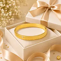 Endless Love Gold Plated Couple Bracelet for Women | Minimalist Crystal Kada Bangle