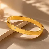 Endless Love Gold Plated Couple Bracelet for Women | Minimalist Crystal Kada Bangle