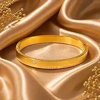Endless Love Gold Plated Couple Bracelet for Women | Minimalist Crystal Kada Bangle