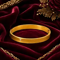 Endless Love Gold Plated Couple Bracelet for Women | Minimalist Crystal Kada Bangle