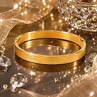 Endless Love Gold Plated Couple Bracelet for Women | Minimalist Crystal Kada Bangle